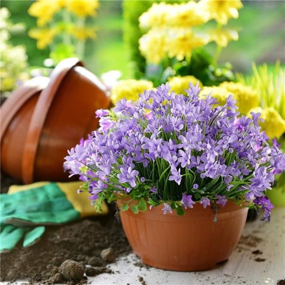 8 Bundles Artificial Daffodils Flowers, Fake Artificial Greenery (Purple) - Picture 3 of 14